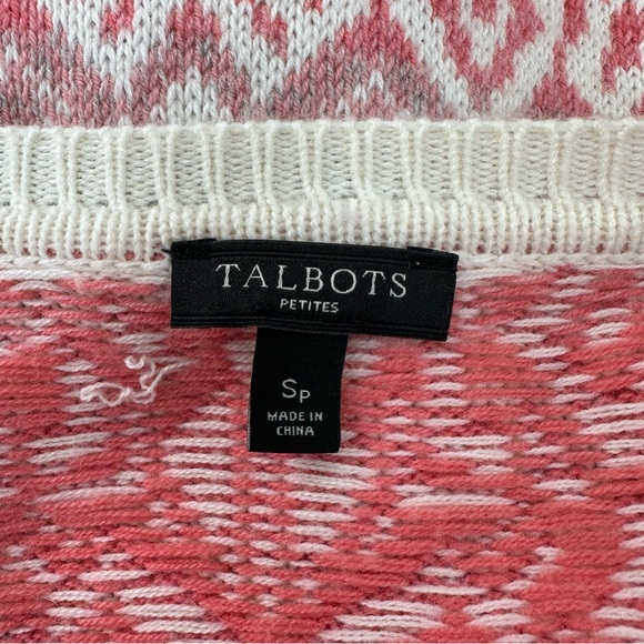 TALBOTS Lambswool Blend Fair Isle Nordic Crewneck Pullover Sweater in Gray/Pink - Picture 6 of 8